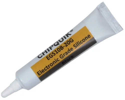 Chip Quik EGS10B-20G Sellador de adhesivo de silicona de grado electrónico 20g (0.7oz) Tubo de presión (negro) para dosificación de precisión