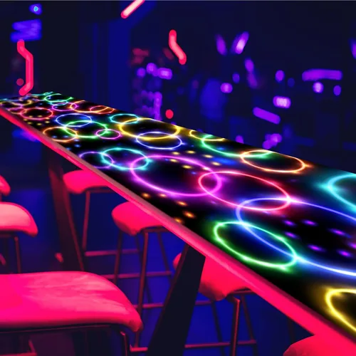 Miniatura 6 de Haull Pista de Baile con Luz Neón de 236 x 39 Pulgadas que Brilla en la Oscuridad, Corredor de Piso que Brilla en la Oscuridad, Decoraciones