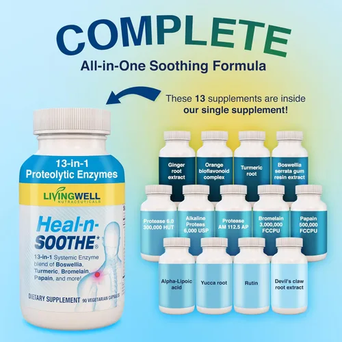 Miniatura 3 de Suplemento antiinflamatorio enzima proteolítica - Suplemento natural de articulaciones para aliviar la inflamación de las articulaciones de 180