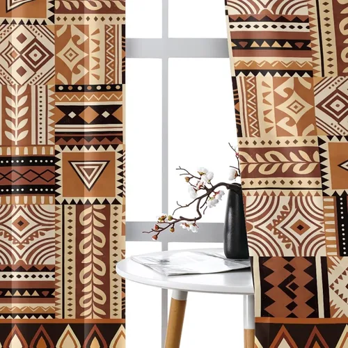 Miniatura 3 de Dreaweet African Tribal Blackout Curtains 63 Inch Long 2 Panels Set Bohemian Ethnic Geometric Grommet Top Thermal Insulated Curtains for Living Room