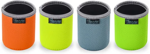 Miniatura 6 de Beautyflier Paquete de 4 fundas aislantes de neopreno antideslizantes en relieve, fundas gruesas y plegables para latas de bebidas, para fiestas