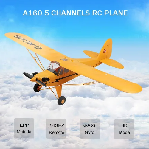 Miniatura 3 de Avión RC A160 J3 5CH 3D/6G RC para adultos sin escobillas Stunt RC Glider Regalos 2.4G RC Aviones con 2 baterías y hélice de repuesto