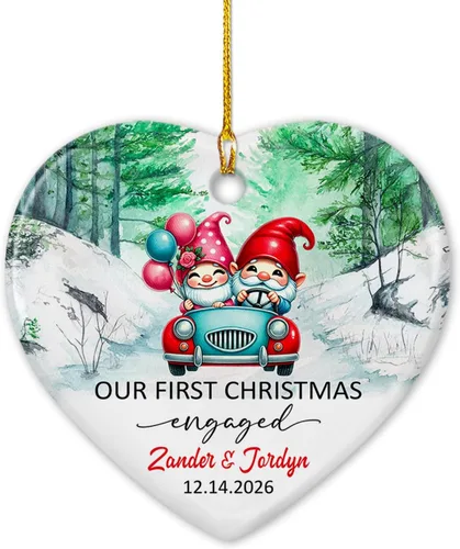 Miniatura 22 de Nuestro adorno de cerámica casado de 2ª Navidad, regalo personalizado de adorno de boda de oso polar, regalo de adorno de boda, Mr Mrs Married