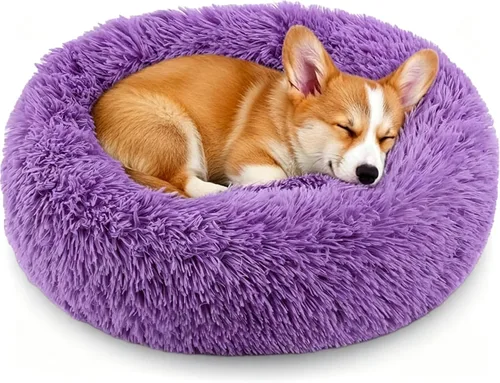 Miniatura 16 de Calming Donut Dog and Cat Bed for Indoor Cats, Anti-Anxiety Round Fluffy Soft Washable Small Pet Bed for Puppy and Kitten, Warming Comfortable