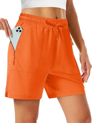 Miniatura 12 de TACVASEN Pantalones cortos de senderismo de 5 pulgadas para mujer, de secado rápido, ligeros, UPF 50+, pantalones cortos deportivos con bolsillos