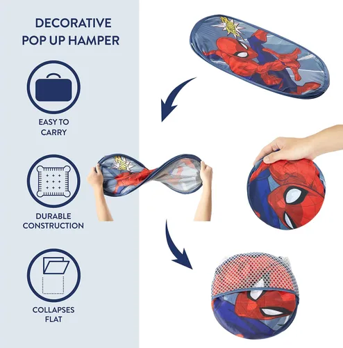Miniatura 2 de Idea Nuova Spiderman - Cesta desplegable con asas de transporte duraderas, 21 pulgadas de alto x 13.5 pulgadas de ancho x 13.5 pulgadas de largo