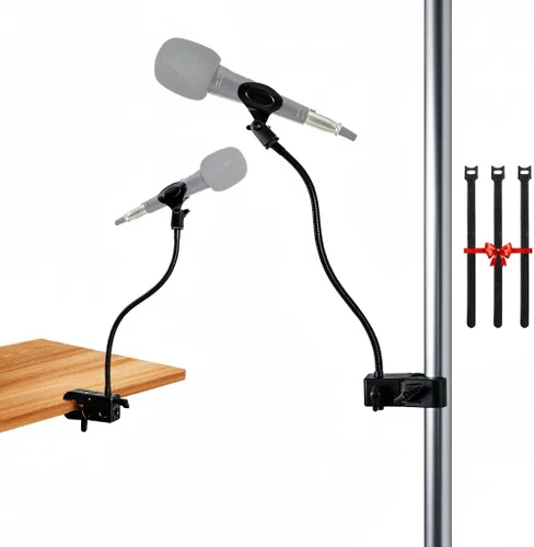 Miniatura 9 de Soporte de micrófono para podio y soporte para micrófono, soporte flexible de 13.78 pulgadas, soporte de micrófono de escritorio con cuello de cisne