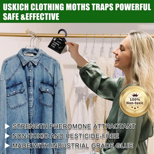 Miniatura 5 de USKICH Trampas para polillas de ropa con feromonas de fuerza Trampa de pegamento adhesivo para armarios y polillas de alfombra Trampas