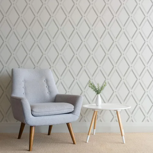 Miniatura 2 de Plantilla de pared de enrejado de diamantes, plantillas grandes para pintar paredes, prueba plantillas en lugar de papel tapiz, plantillas modernas