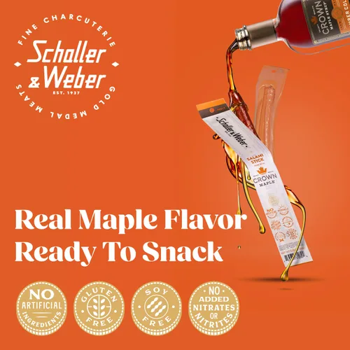 Miniatura 3 de Schaller & Weber Crown Maple Salami Stick, Hickory Smoked, All-Natural, aperitivos de carne listos para comer, 0.85 onzas (paquete de 6)