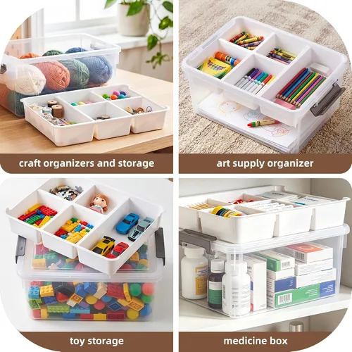 Miniatura 6 de Citylife Caja de almacenamiento de plástico de 17 QT con bandeja extraíble Organizadores y almacenamiento para manualidades Contenedor