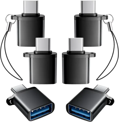 Adaptador USB C a USB A 6 Pack, Adaptador USBC a USB, Adaptador USB 3.0 Tipo C Macho USBA Hembra, Adaptadores USBC OTG para iPhone 16 15, MacBook