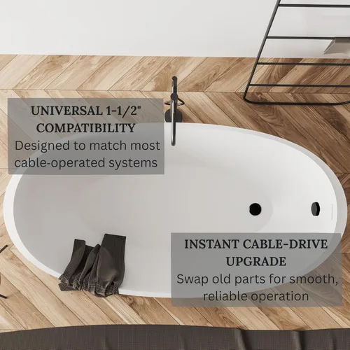 Miniatura 11 de Westbrass Moldura de estilo europeo para residuos de baño de accionamiento por cable, negro mate, D50TE-62