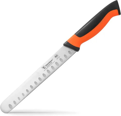 Miniatura 15 de Cuchillo de chef de 8 pulgadas con borde Granton para rebanar jamón y carne de pavo Certificado NSF Hoja de acero inoxidable alemán Mango