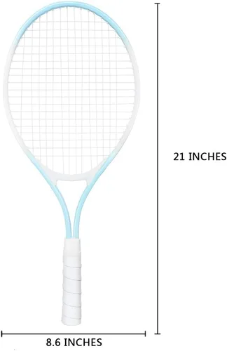 Miniatura 2 de Raqueta de tenis infantil para 2 jugadores, adecuada para principiantes, raqueta ligera de 27 pulgadas para niños, adecuada para niños y niñas, Azul