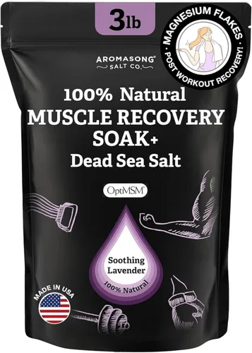 Miniatura 10 de Aromasong Baño de recuperación muscular con sal del mar muerto, OptiMSM, copos de magnesio y aceites esenciales para dolor después