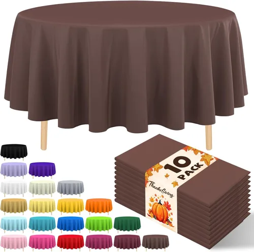Miniatura 37 de Paquete de 10 manteles desechables de plástico premium de 54 x 108 pulgadas, mantel rectangular para mesa, para cumpleaños, bodas, Navidad, Beige