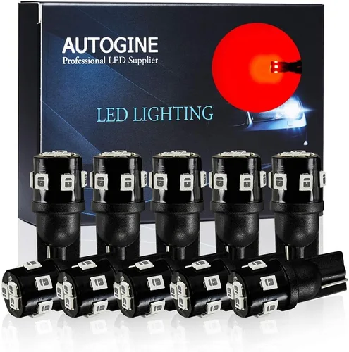 AUTOGINE 194 bombillas LED de color rojo brillante de 300 lúmenes, superbrillantes, 9-SMD 2835, chipsets T10 168 175 2825 W5W, bombillas de repuesto
