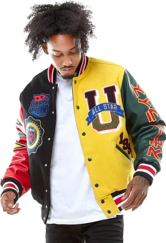 Smoke Rise Chaqueta unisex All Star Varsity Hipster Urban NYC Utility ropa de exterior, chaqueta de piel y chaqueta Melton de lana
