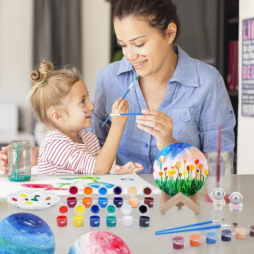 Miniatura 3 de Minleway Kit Recargable de Pintura para Hacer tu Propia Lámpara de Luna con 16 Colores, Kit de Artes y Manualidades para Niños, Mujeres, Niñas