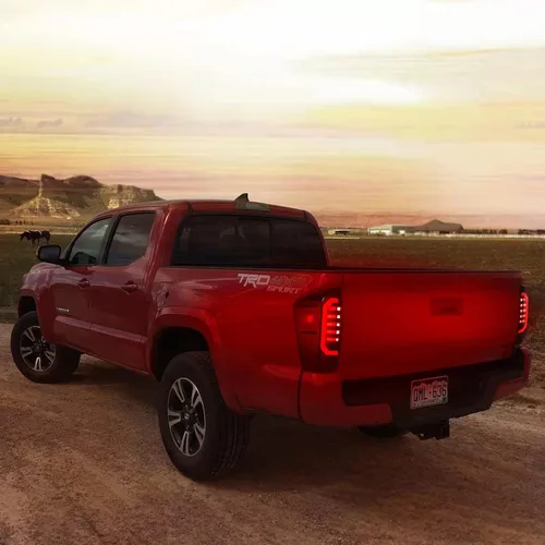 Miniatura 6 de Luces traseras LED mejoradas para Toyota Tacoma 2016-2021, montaje de luces traseras LED negras ahumadas con señal de freno/giro/lámpara de marcha