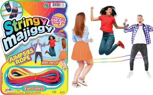 Fun a Ton Long Cuerda de saltar china elástica para niños (1 cuerda de saltar de tobillo). Equipo de PE para escuela primaria y patio de recreo.