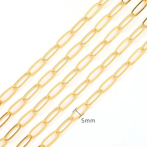 Miniatura 2 de Beadia - Cadenas ovales bañadas en oro de 18 quilates de 5 mm y 1 metro para la fabricación de joyas Cadena ovalada O