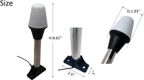 Miniatura 2 de Luces de navegación para barco Pactrade Marine - Luz de popa blanca incandescente de 8.25 pulgadas (montaje en superficie, base fija) - Accesorios