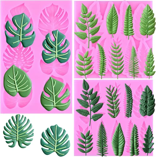 Miniatura 11 de ZiXiang Moldes de silicona de dinosaurio, molde de hojas tropicales para fondant, molde de hojas de helecho, molde de caramelo para baby shower