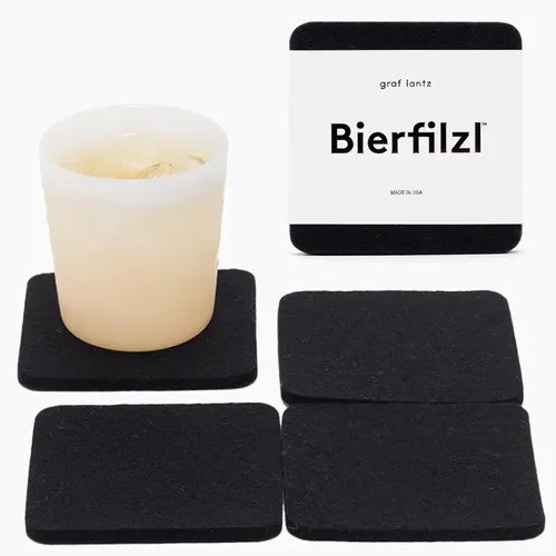 Miniatura 59 de Graf Lantz - Juego de 4 posavasos redondos de lana de merino Bierfilzl - Negro (círculos de 10 cm) - Absorbe el 30% del peso - Lana alemana