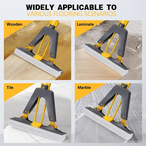 Miniatura 6 de Masthome Trapeador de esponja, mopa de esponja con rodillo con 3 recambios absorbentes de PVA, mopas de esponja autoexprimibles y mango de acero