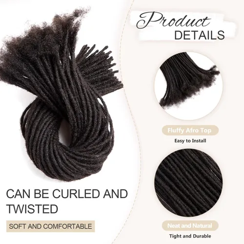 Miniatura 3 de DAIXI 0.2cm y 0.4cm y 0.6cm y 0.8cm de grosor 4-18 pulgadas 10 hebras extensiones de rastas de cabello humano 100% real para hombres/mujeres