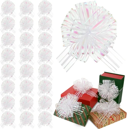 Miniatura 10 de Poen 24 Piezas Lazos de Organza con Cordón de Navidad de 6 Pulgadas Lazos Grandes de Cinta para Envolver Regalos Manualidades para Envolver Regalos