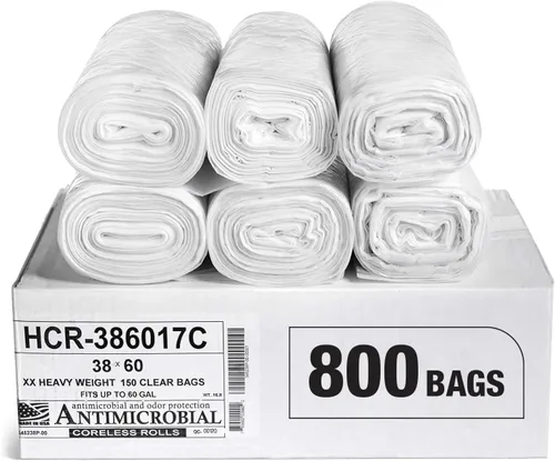 Miniatura 23 de Aluf Plastics Bolsas de basura de alta densidad, 10 galones, 1000 unidades, 6 micrones (eq), 24" x 24", transparentes, para baño, oficina