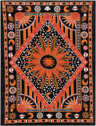 Miniatura 14 de THE ART BOX Tapiz celestial de sol y luna, mandala estético para colgar en la pared para dormitorio y sala de estar, decoración independiente