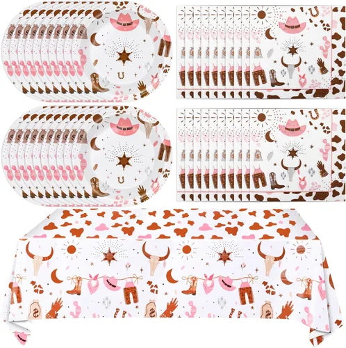 Miniatura 11 de 41 piezas de decoración de fiesta de cumpleaños de oro rosa - Suministros de tema rosa y oro - Incluye 20 platos, 20 servilletas y 1 mantel