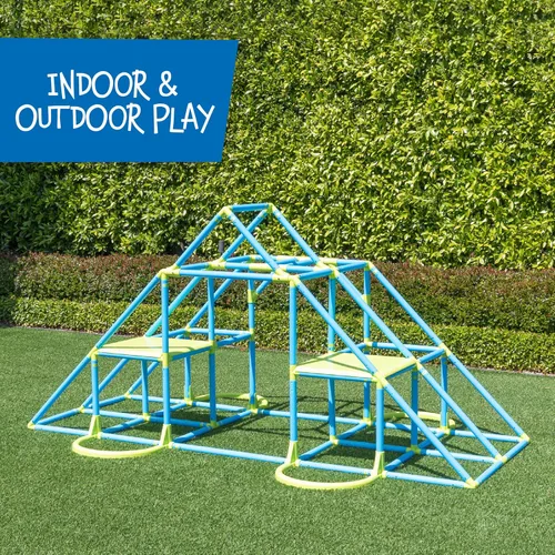Miniatura 6 de Eezy Peezy Mega Pirámide Barras de Mono Torre de Escalada Activa Diversión al Aire Libre para Niños de 3 a 8 Años, Azul/Verde Azul y verde