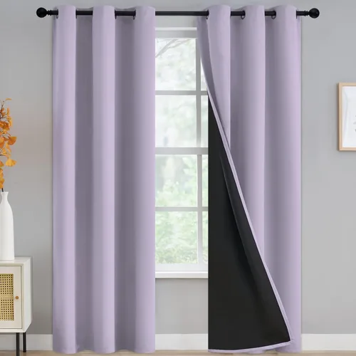 Miniatura 188 de Yakamok Cortinas negras, cortinas de ventana con aislamiento térmico y eficiencia energética para dormitorio, cortinas opacas completas y cortinas