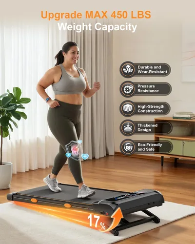 Miniatura 4 de Walking Pad with 10% Incline & Handle Bar, Low Noise Walking Pad Treadmill for Home Small, Rayspace 3.5HP Treadmill with Incline, 4 in 1 Portable