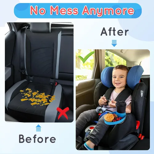 Miniatura 4 de Bandeja de asiento de automóvil – para portavasos de 2.5 a 2.8 pulgadas, expande fácilmente la bandeja para aperitivos en taza de 360° y bandeja