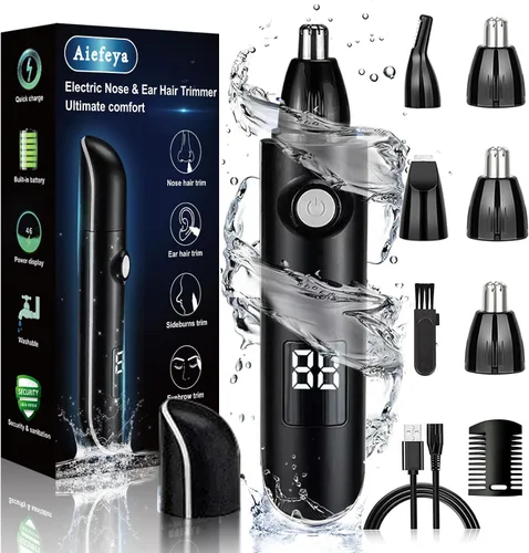 Recortador de nariz para hombres y mujeres, removedor profesional de cejas y vello facial, IPX7 impermeable, recargable por USB, fácil limpieza,