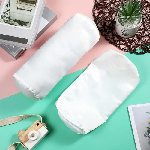 Miniatura 6 de Tatuo 2 fundas de almohada redondas cervicales blancas para almohada cervical, rollo cervical, cojín redondo de cilindro de memoria