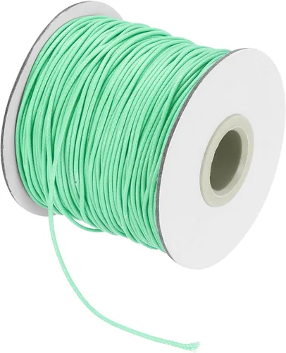Miniatura 50 de MECCANIXITY Cordón encerado de poliéster encerado de 0.020 in, cuerda de cera de 175 yardas para hacer pulseras, collares, cuentas, joyería y Negro
