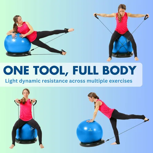 Miniatura 4 de ProBody Pilates Silla de pelota de yoga, silla de pelota de ejercicio con base o soporte para sentarse en la oficina en casa o para hacer ejercicio