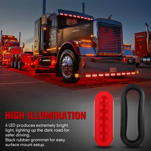 Miniatura 2 de Luces traseras LED ovaladas rojas de 6 pulgadas, luces traseras de remolque, luces traseras de remolque de montaje en superficie, luces