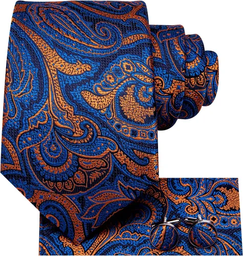 Miniatura 35 de Dubulle Corbata tejida de cachemira para hombre y gemelos de pañuelo para hombre, conjunto de gemelos para boda formal y negocios