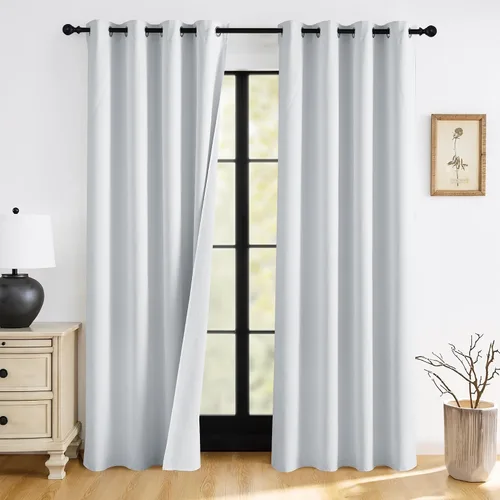 Miniatura 24 de RYB HOME Cortinas opacas grises de 63 pulgadas de largo para dormitorio, cortinas de ventana 100% opacas con aislamiento térmico y reducción