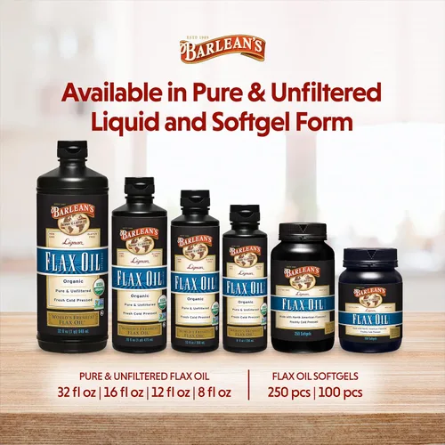 Miniatura 7 de Barlean's Lignan Aceite de linaza de semillas de lino prensadas en frío, 7,230 mg de ácidos grasos ALA Omega-3 para mejorar la salud del corazón