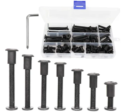 Miniatura 4 de Paquete de 10 tornillos de conexión Phillips M6 de 0.632 pulgadas, color negro, para muebles, camas y armarios
