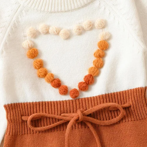 Miniatura 5 de Ursobutegl Mameluco de punto para bebé niña, suéter de manga larga, bordado floral, mameluco cálido, ropa de otoño e invierno